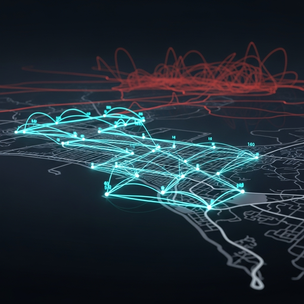 Supply Chain Optimization Dashboard showing cost reduction analysis and logistics data visualization